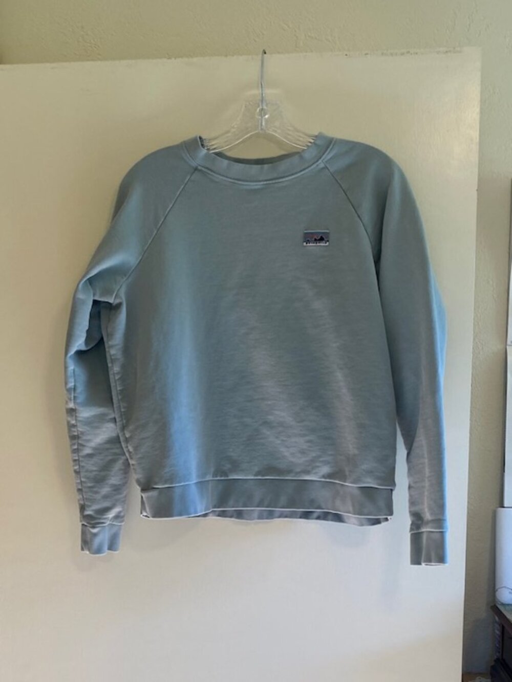 Patagonia Women's Size Small Light Blue Organic Cotton Raglan Sleeve Sweatshirt